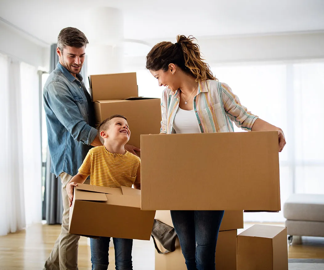 photo of a family moving into a new home
